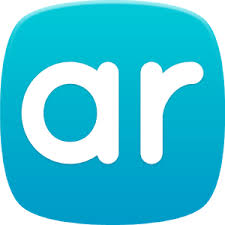 Image shows a blue app icon with white lettering saying "ar." 