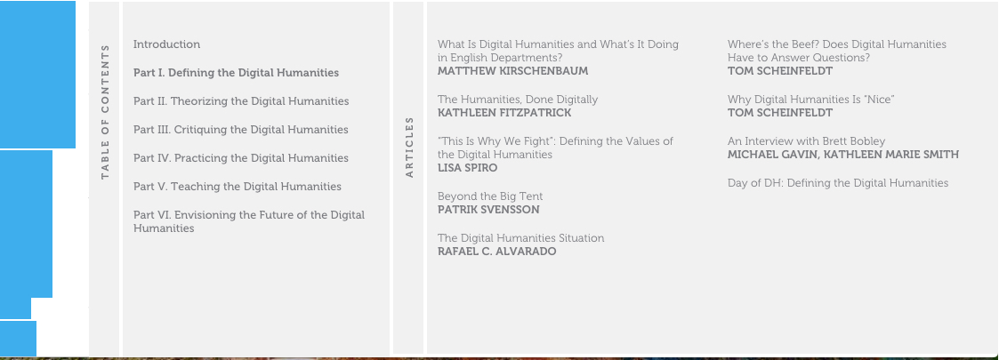 Screengrab of Debates in the Digital Humanities collection.