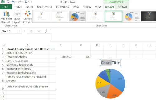 Screenshot demonstrating how to edit a pie chart in Excel.