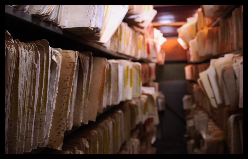 Image showing a traditional archive containing many manilla document folders