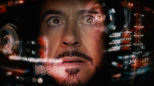 An image of the augmented-reality interface of Iron-Man's helmet.