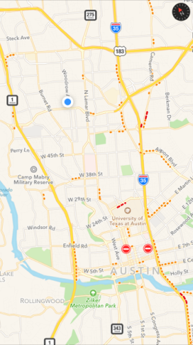 Google Maps smartphone screenshot of central Austin