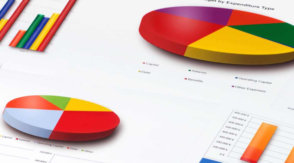 A variety of colored graphs on a white background