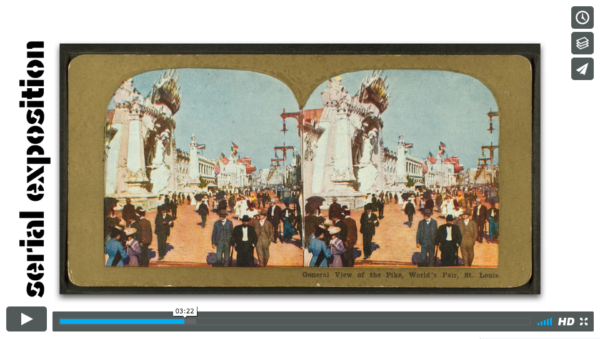 Video still of stereoscope photo of crowd outside